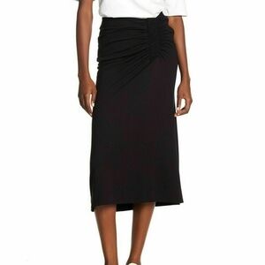 Gibson Ruched Ponte Knit Midi Skirt Black XS New With Tags
